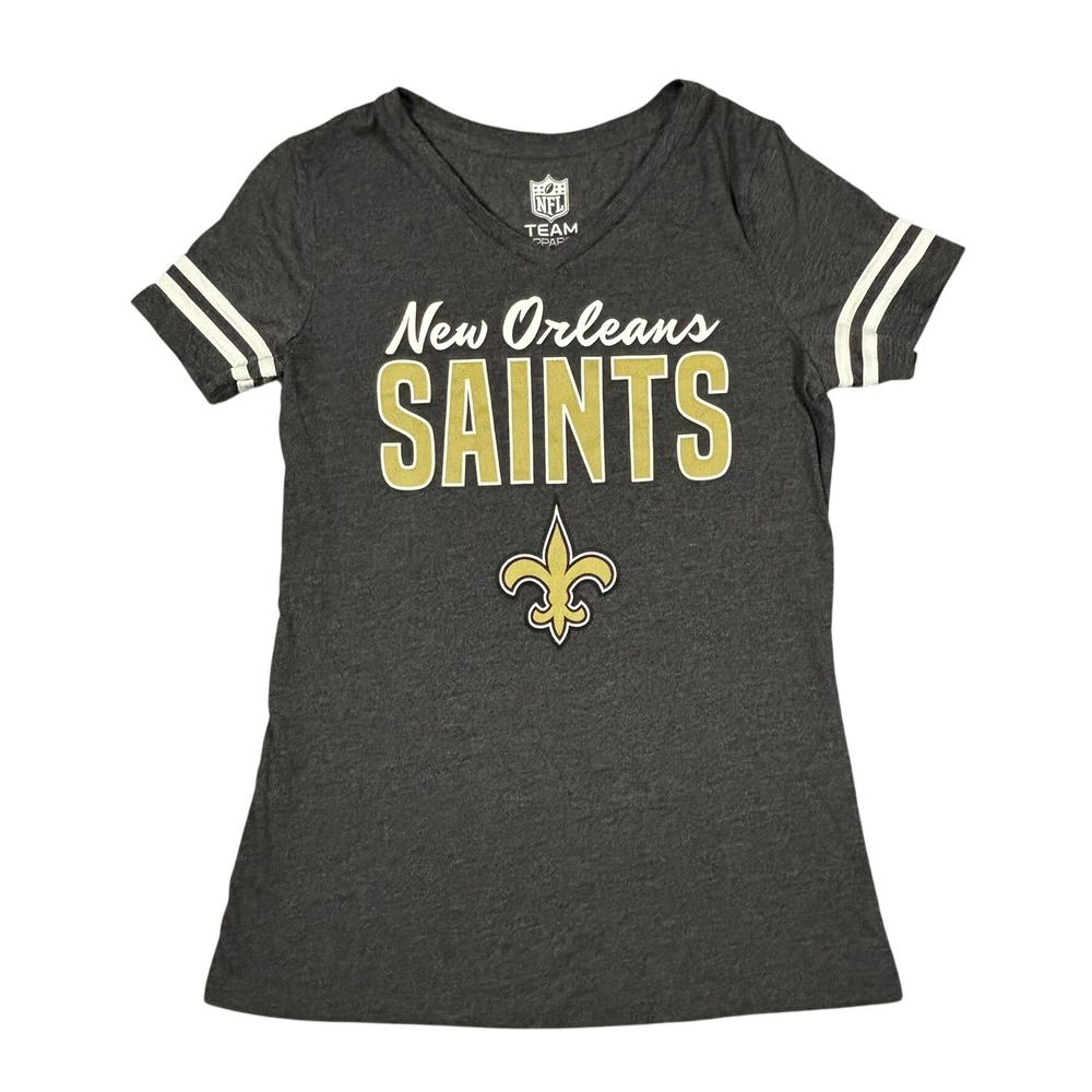 NFL Team‎ Apparel New Orleans Saints Womens Small V-Neck T-Shirt Charcoal Gray